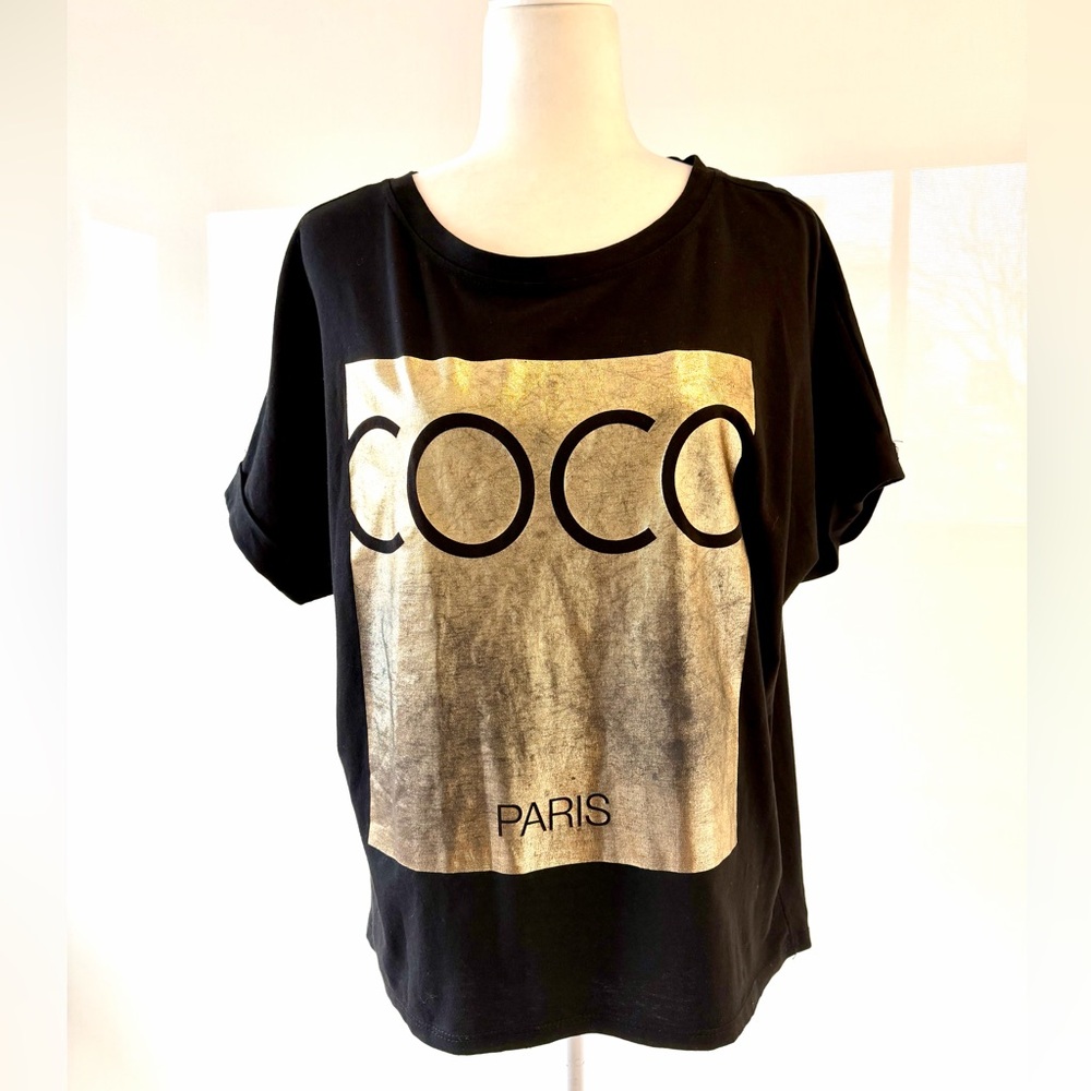 Coco Paris Black and Gold Short Sleeve Tee